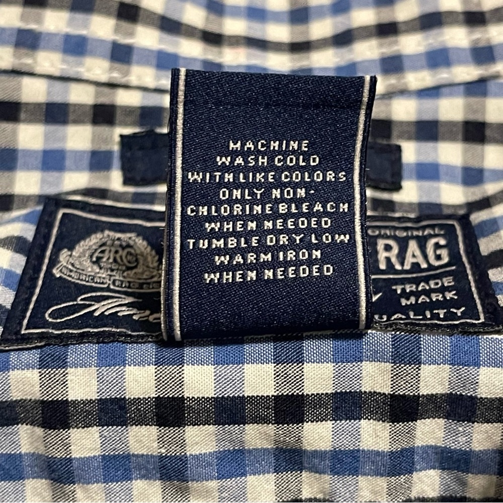 American Rag Mens blue checked long sleeve Button up shirt Medium - Picture 3 of 8